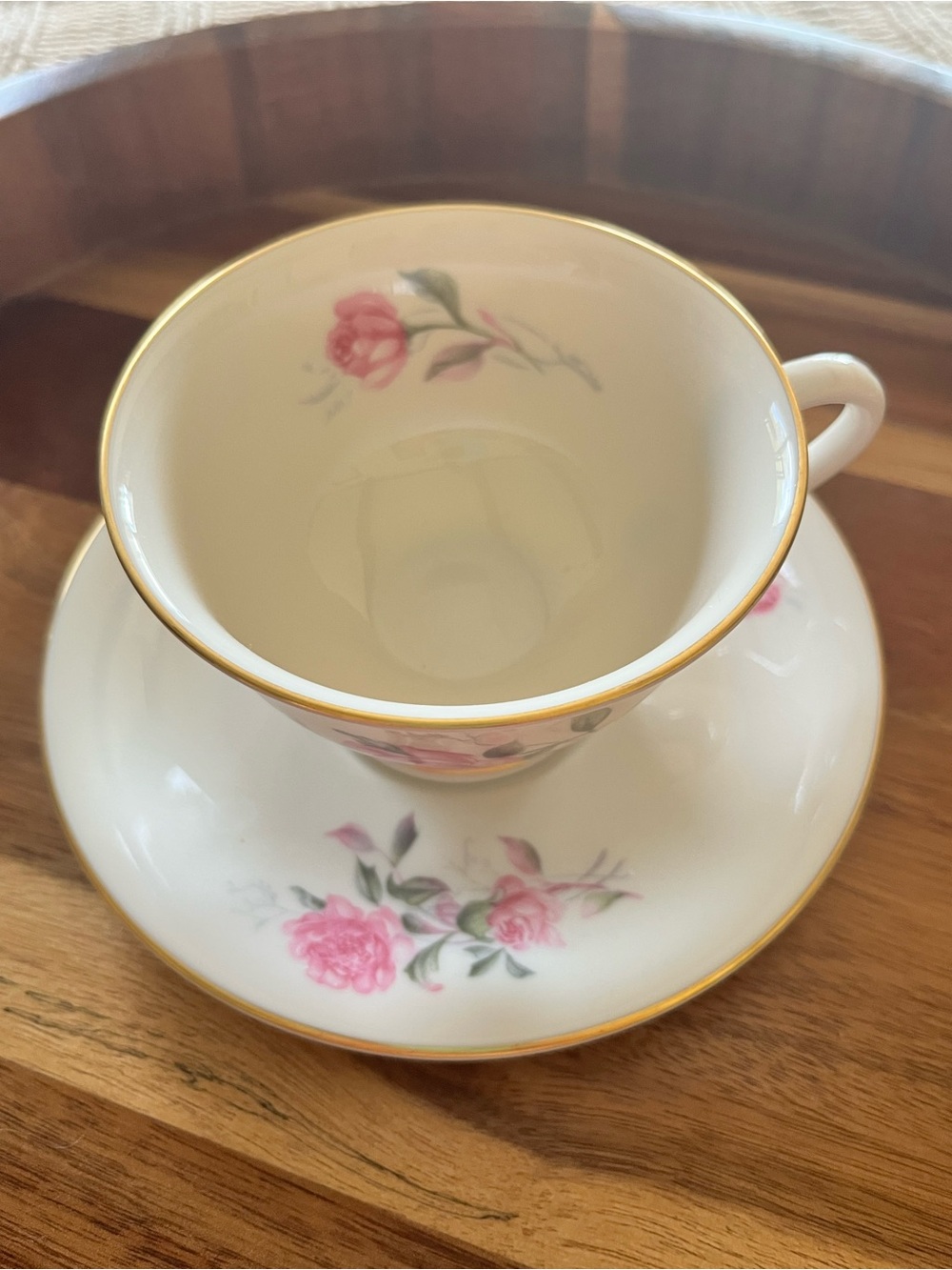 EUC Pickard First Lady China Footed Cup and Saucer/Gold Trim Made in USA